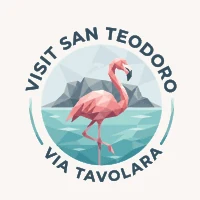 Logo Visit San Teodoro — fenicottero e Isola di Tavolara